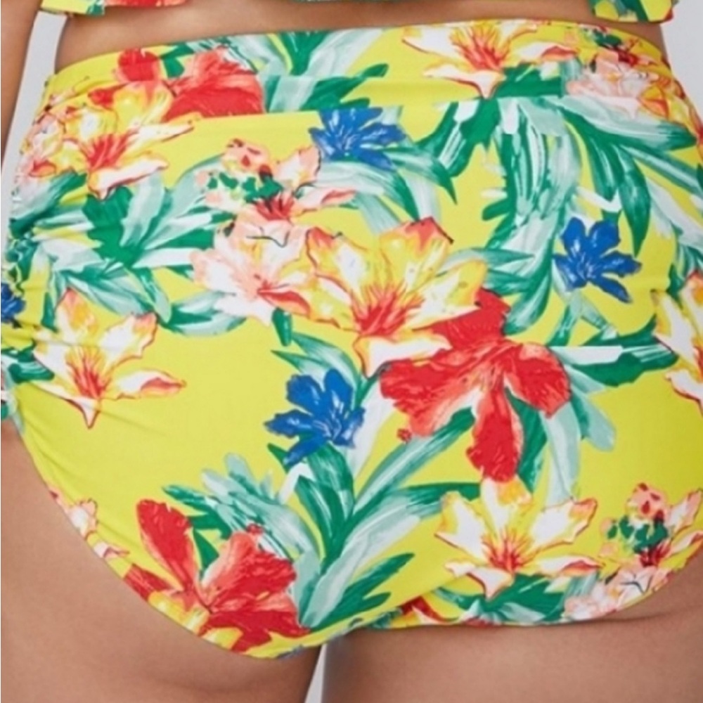 Lane Bryant Cacique SZ 26 Yellow Tropical Swim Bottoms